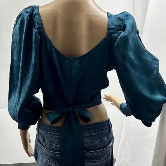 Band Of The Free CAMILLE DEEP TEAL CROSSOVER CROP TOP - Picture 5 of 7
